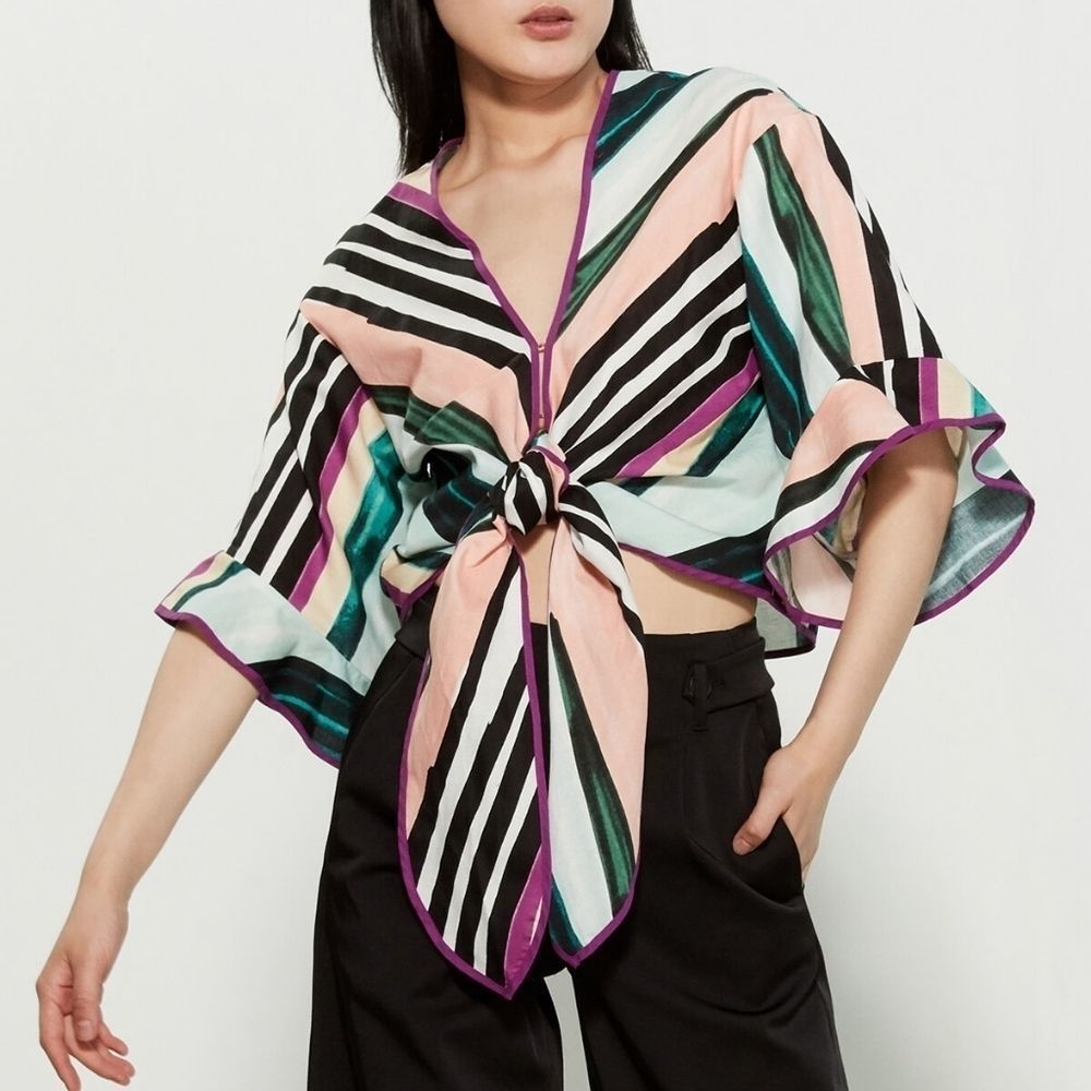 RED CARTER

Cabana Stripe Tie Front Blouse